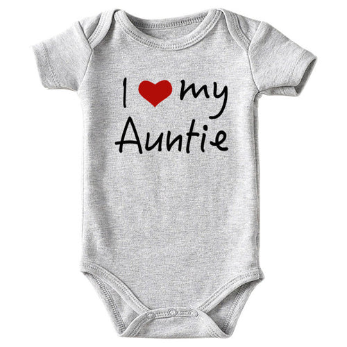 Baby Romper Love Auntie Grey Material: Cotton. Season: Four Seasons. Gender: Unisex. Age Range: 3-24m. Pattern Type: Letter. Department Name: Baby. Collar: O-Neck