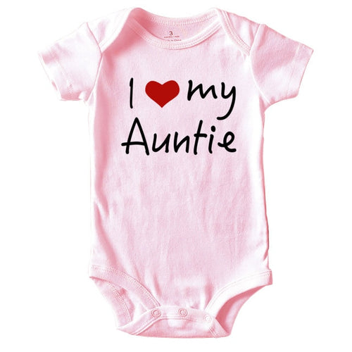 Baby Romper Love Auntie Pink - Clothing Romper. Material: Cotton. Season: Four Seasons. Gender: Unisex. Age Range: 3-24m. Pattern Type: Letter. Department Name: Babe