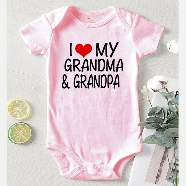 Baby Romper Love Grandpa Grandma Pink Material: Cotton. Season: Four Seasons. Gender: Unisex. Age Range: 3-24mPattern Type: Letter. Department Name: Baby. Collar: O-Neck