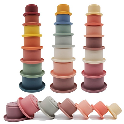 Baby Silicone Stacking Cups - Stacking Cups Baby Recommend Age: 3m+Warning: Keep away from fire Name: Stacked cups