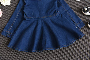 Long Sleeve Denim Dress - Dress Outfits for Baby Girl. Sleeve Style: Regular Sleeve Length(cm): Full Silhouette: A-LINE Season: Autumn Pattern Type: Patchwork Material: Cotton,3