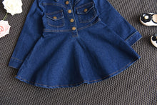 Load image into Gallery viewer, Long Sleeve Denim Dress - Dress Outfits for Baby Girl. Sleeve Style: Regular Sleeve Length(cm): Full Silhouette: A-LINE Season: Autumn Pattern Type: Patchwork Material: Cotton,2