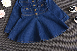 Long Sleeve Denim Dress - Dress Outfits for Baby Girl. Sleeve Style: Regular Sleeve Length(cm): Full Silhouette: A-LINE Season: Autumn Pattern Type: Patchwork Material: Cotton,2