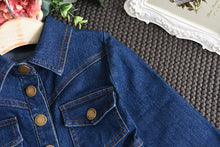 Load image into Gallery viewer, Long Sleeve Denim Dress - Dress Outfits for Baby Girl. Sleeve Style: Regular Sleeve Length(cm): Full Silhouette: A-LINE Season: Autumn Pattern Type: Patchwork Material: Cotton,6