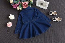 Load image into Gallery viewer, Long Sleeve Denim Dress - Dress Outfits for Baby Girl. Sleeve Style: Regular Sleeve Length(cm): Full Silhouette: A-LINE Season: Autumn Pattern Type: Patchwork Material: Cotton,5