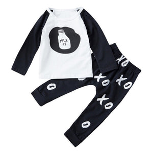 Baby Boys Costume Set - Baby Clothes Organic Cotton | Laudri Shop milk printed 