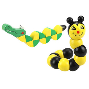 Montessori Educational Fun Thread Wooden Toy Shape Cognize Worm
