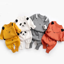 Load image into Gallery viewer, Baby Cartoon Clothing Set Autumn and Winter. Style: Novelty. Material: Microfiber, Cotton, Nylon. Fabric Type: Velour. Sleeve Style: Regular. Collar: O-Neck. Gender: Unisex Yellow whate silver orange