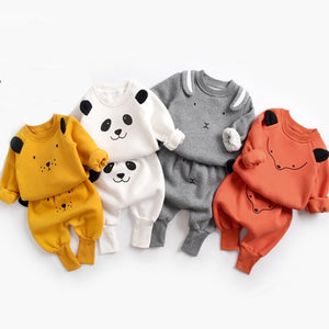 Baby Cartoon Clothing Set Autumn and Winter. Style: Novelty. Material: Microfiber, Cotton, Nylon. Fabric Type: Velour. Sleeve Style: Regular. Collar: O-Neck. Gender: Unisex Yellow whate silver orange