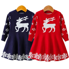 Load image into Gallery viewer, Winter Dress for Girls with Reindeer &amp; Snowflake Print from Laudri Shop