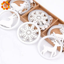 Load image into Gallery viewer, 3PCS/lot Silver White Deer Snowflake Wooden Christmas Pendants Decorations from Laudri Shop 