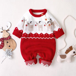Baby Girls Long Sleeve Christmas Romper from Laudri Shop red