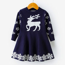 Load image into Gallery viewer, Winter Dress Girls Reindeer Snowflake Print