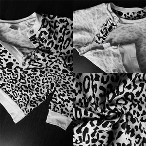 Leopard Baby Clothing Set Winter. Style: Casual. Fabric Type: Combed Cotton. Sleeve Style: REGULAR. Collar: O-Neck. Gender: Unisex. Sleeve Length(cm): Full. Pattern Type: Print 8