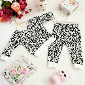 Leopard Baby Clothing Set Winter. Style: Casual. Fabric Type: Combed Cotton. Sleeve Style: REGULAR. Collar: O-Neck. Gender: Unisex. Sleeve Length(cm): Full. Pattern Type: Print 1