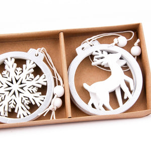 3PCS/lot Silver White Deer Snowflake Wooden Christmas Pendants Decorations from Laudri Shop 