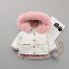 Load image into Gallery viewer, Fleece Warm Cotton Baby Girls Winter Coat. Material: Cotton &amp; Polyester. Thickness: Heavyweight. Sleeve Length(cm): Full. Item Type: Outerwear &amp; Coats. Pattern Type: Solid