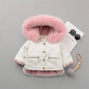 Fleece Warm Cotton Baby Girls Winter Coat. Material: Cotton & Polyester. Thickness: Heavyweight. Sleeve Length(cm): Full. Item Type: Outerwear & Coats. Pattern Type: Solid