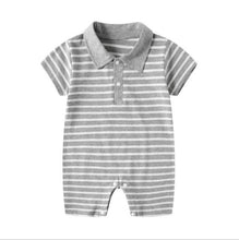 Load image into Gallery viewer, Short Sleeve Baby Romper Grey White - Baby Boy Summer Romper
