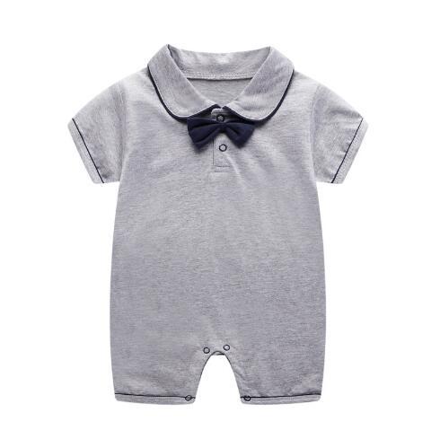 Short Sleeve Baby Romper Grey - Grey Onesie Baby Boy