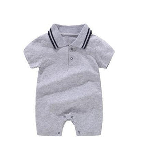 Short Sleeve Baby Romper Light Blue Material: CottonAge Range: 3-24m Pattern Type: Solid Collar: Turn-down Collar Closure Type: PulloverItem Type: Rompers