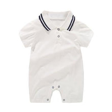 Load image into Gallery viewer, Product Name Short Sleeve Baby Romper White Material: CottonAge Range: 3-24mPattern Type: Solid Collar: Turn-down Collar Closure Type: PulloverItem