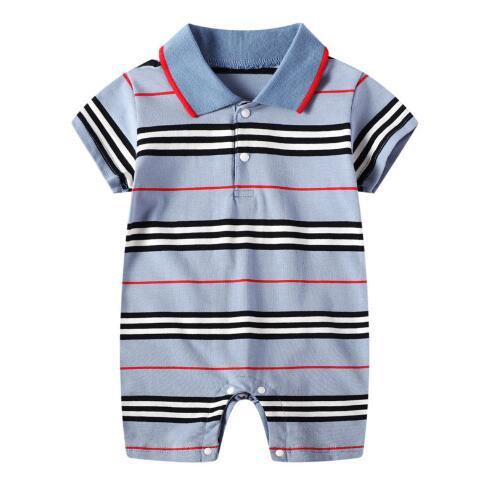 Short Sleeve Baby Romper Blue Material: Cotton Age Range: 3-24m Pattern Type: Solid Collar: Turn-down Collar Closure Type: PulloverItem 