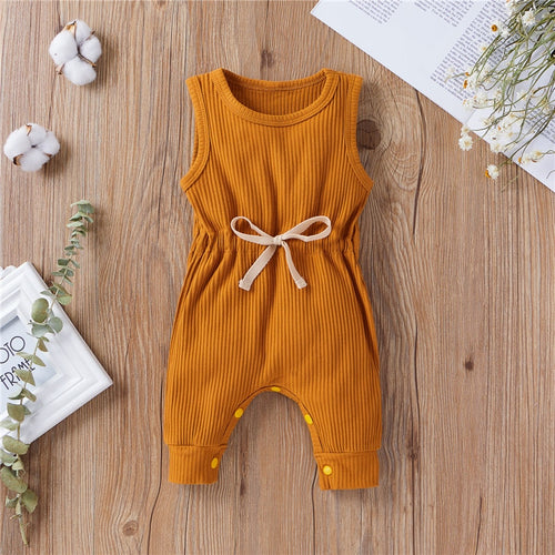 Cotton Romper Elastic Band Orange Material Composition Cotton blend & Polyester Gender: Unisex Age Range: 3-18mPattern Type: Solid Collar: O-Neck Closure Type