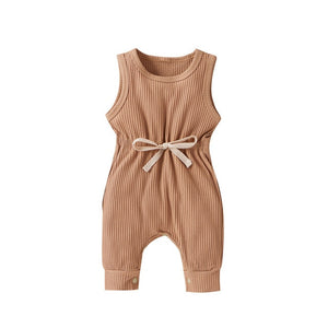 Cotton Romper Elastic Band Brown - Baby Clothing