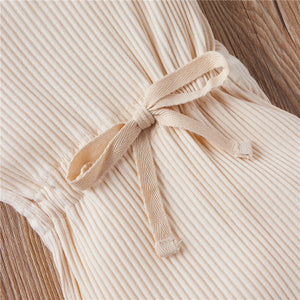 Cotton Romper Elastic Band Beige - Baby Outfit Sets4