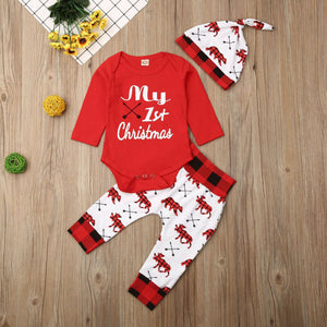 My First Christmas Romper Pants Hat