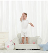 Load image into Gallery viewer, Product Name Short Sleeve Baby Romper White Material: CottonAge Range: 3-24mPattern Type: Solid Collar: Turn-down Collar Closure Type: PulloverItem3