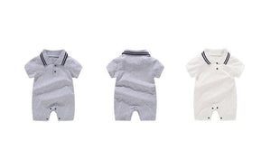 Product Name: Short Sleeve Baby Romper White Material: Cotton Age Range: 3-24m Pattern Type: Solid Collar: Turn-down Collar Closure Type: PulloverItem 10