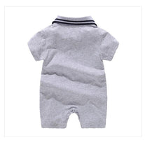 Load image into Gallery viewer, Short Sleeve Baby Romper Light Blue Material: CottonAge Range: 3-24m Pattern Type: Solid Collar: Turn-down Collar Closure Type: PulloverItem Type: Rompers2