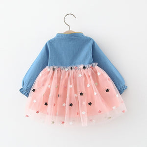 Tulle Baby Girl Dress Pink - Baby Girl Tulle Dress. Age Range: 6-24mPattern Type: Print Sleeve Length(cm): Full Material Composition: cotton & polyester.3