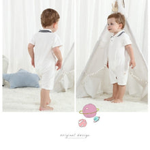 Load image into Gallery viewer, Product Name: Short Sleeve Baby Romper White Material: Cotton Age Range: 3-24m Pattern Type: Solid Collar: Turn-down Collar Closure Type: PulloverItem8