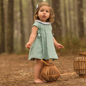 A-line Summer Dress - Baby Girl Dresses. Age Range: 12m-5years old. Material: Cotton. Sleeve Length(cm): Short. Decoration: Ruched. Dresses Length: Knee-Length1