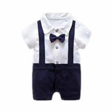 Load image into Gallery viewer, Short Sleeve Baby Romper Set - White Baby Romper Boy