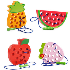 Montessori Wooden Toys Worm Eat Watermelon2