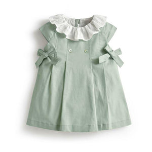A-line Summer Dress - Baby Girl Dresses. Age Range: 12m-5years old. Material: Cotton. Sleeve Length(cm): Short. Decoration: Ruched. Dresses Length: Knee-Length