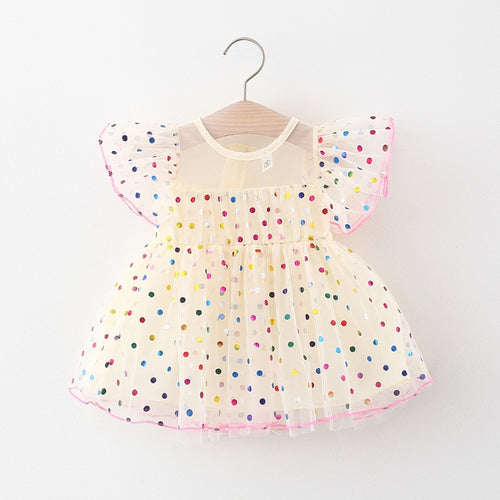 Polka Dot Beige Baby Girl Dress