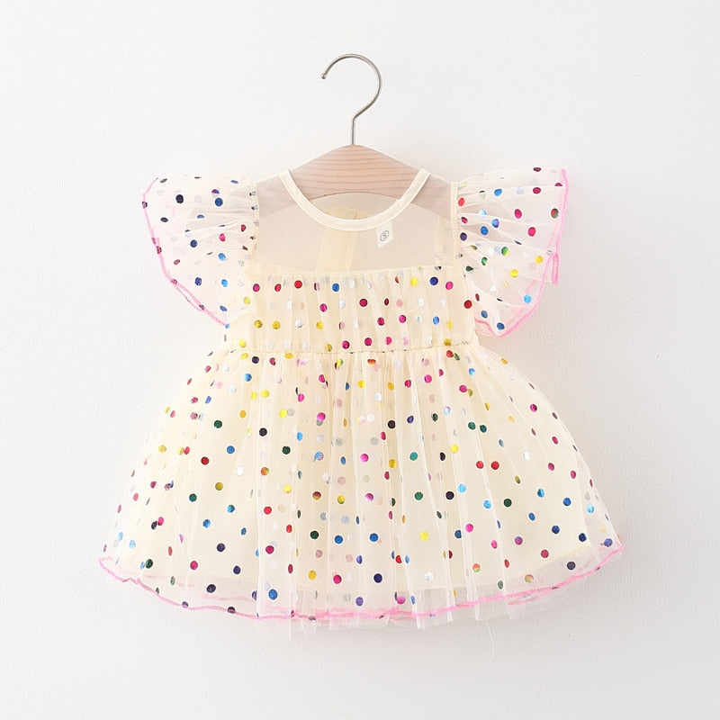 Polka Dot Beige Baby Girl Dress