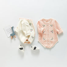 Load image into Gallery viewer, Long Sleeve Knitted Rompers Embroidery White - Infant Boy Easter Outfit1
