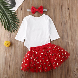 Christmas Long Sleeve Romper Tutu Skirt Headban. Material: Cotton. Age Range: 3-18m. Collar: O-Neck. Closure Type: Pullover. Sleeve Length(cm): Full. Fabric Type: Broadcloth8