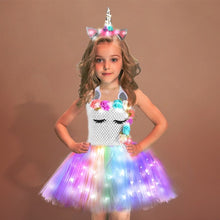 Load image into Gallery viewer, Unicorn Girls Dress With LED Light - Unicorn Light up Costume - Unicorn Girls Dress With LED Light Product package: 1 x unicorn LED dress + unicorn LED headwear + wings Gender.6