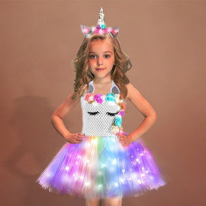 Unicorn Girls Dress With LED Light - Unicorn Light up Costume - Unicorn Girls Dress With LED Light Product package: 1 x unicorn LED dress + unicorn LED headwear + wings Gender.6