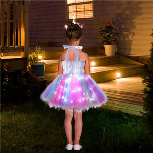 Unicorn Girls Dress With LED Light