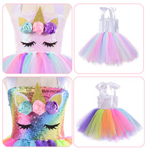 Load image into Gallery viewer, Unicorn Girls Dress With LED Light - Unicorn Light up Costume - Unicorn Girls Dress With LED Light Product package: 1 x unicorn LED dress + unicorn LED headwear + wings Gender.7