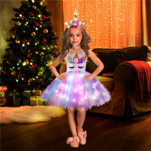 Load image into Gallery viewer, Unicorn Girls Dress With LED Light - Unicorn Light up Costume - Unicorn Girls Dress With LED Light Product package: 1 x unicorn LED dress + unicorn LED headwear + wings Gender.34