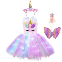 Load image into Gallery viewer, Unicorn Girls Dress With LED Light